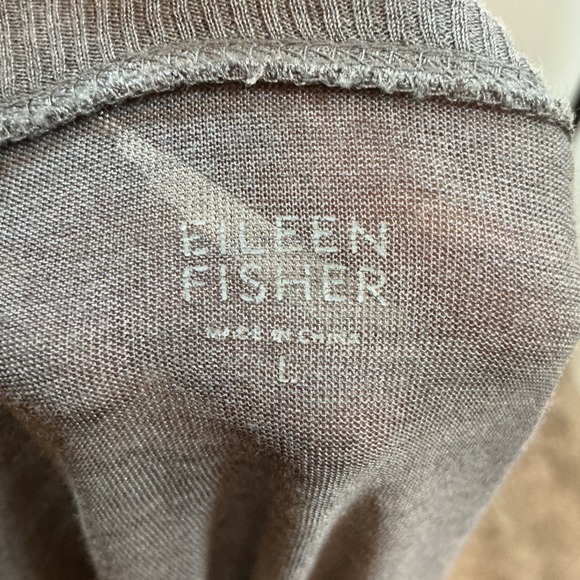 Eileen Fisher Silk Cotton Blend Lightweight Draped Cardigan L Charcoal Gray - Picture 5 of 6